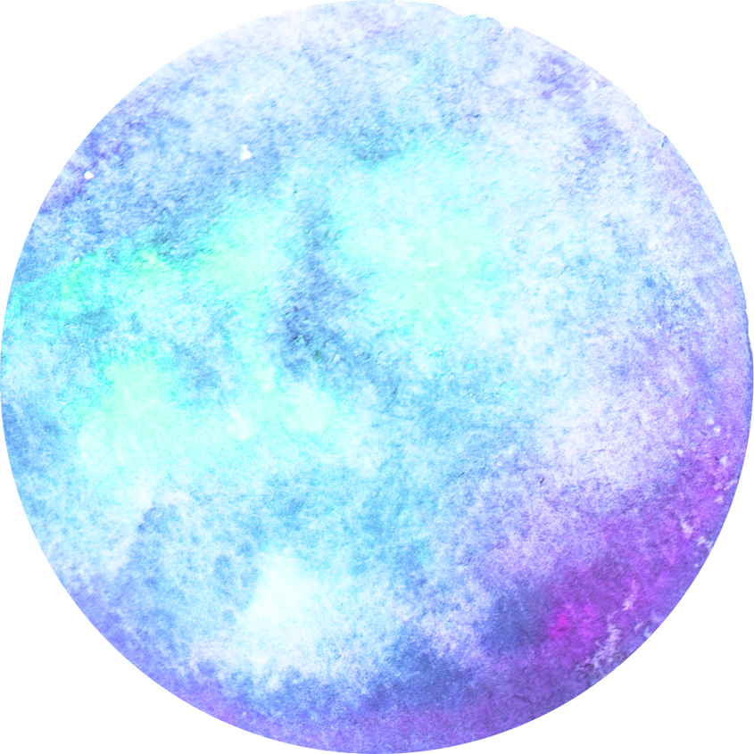 Hand-Painted Watercolor Space Galaxy Neon Blue and Violet Planet